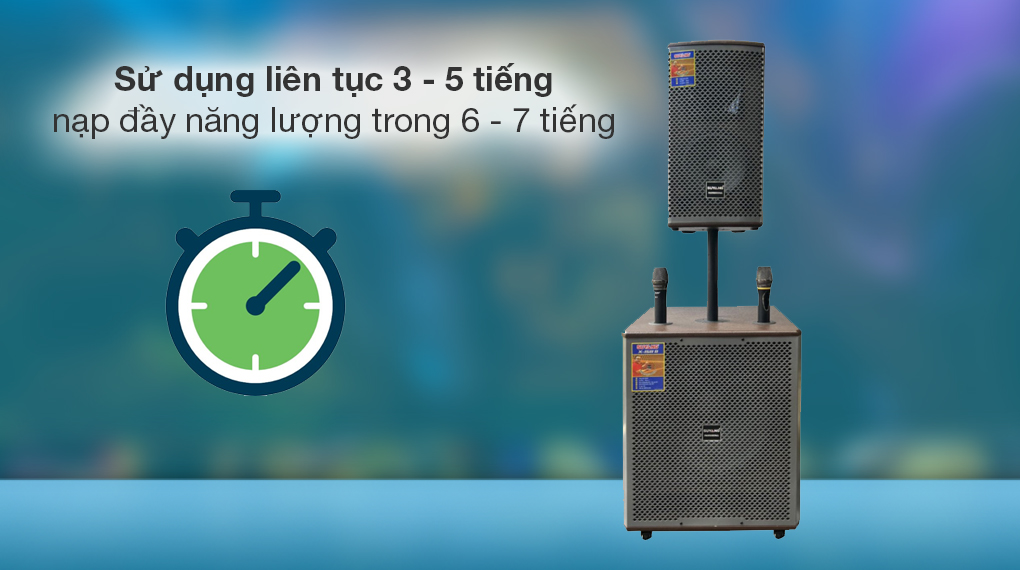 Loa karaoke Suyang K-116 - Thời gian sạc - sử dụng loa